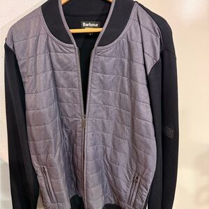 Barbour Quilted Gray and Black Bomber Jacket